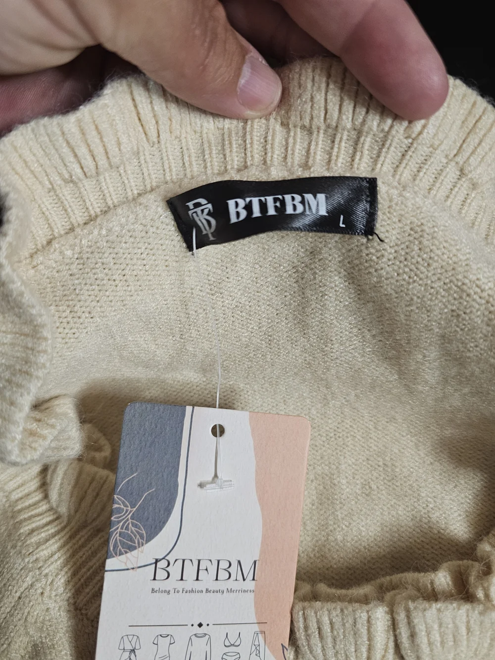 BTFBM Ivory Sweater Lg NWT - Picture 6 of 11